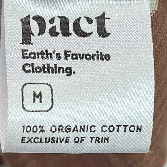 Pact Organic Cotton Striped Brown Ivory Top Sz M Short Sleeve Ecofriendly - Picture 7 of 13